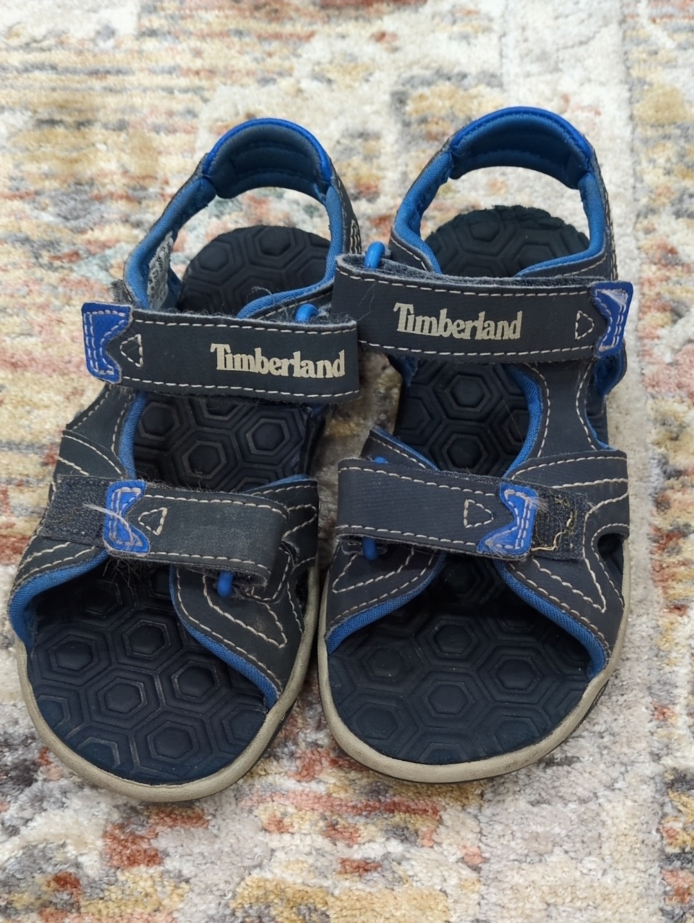 Timberland Navy and Blue Boys' Adjustable Outdoor Sandals, Size 10C